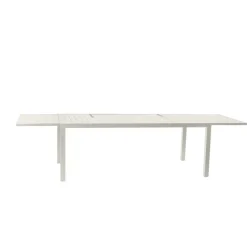 Set tavolo da giardino allungabile 200/300cm bianco + 6 sedie con braccioli quadrati bianco Brezza