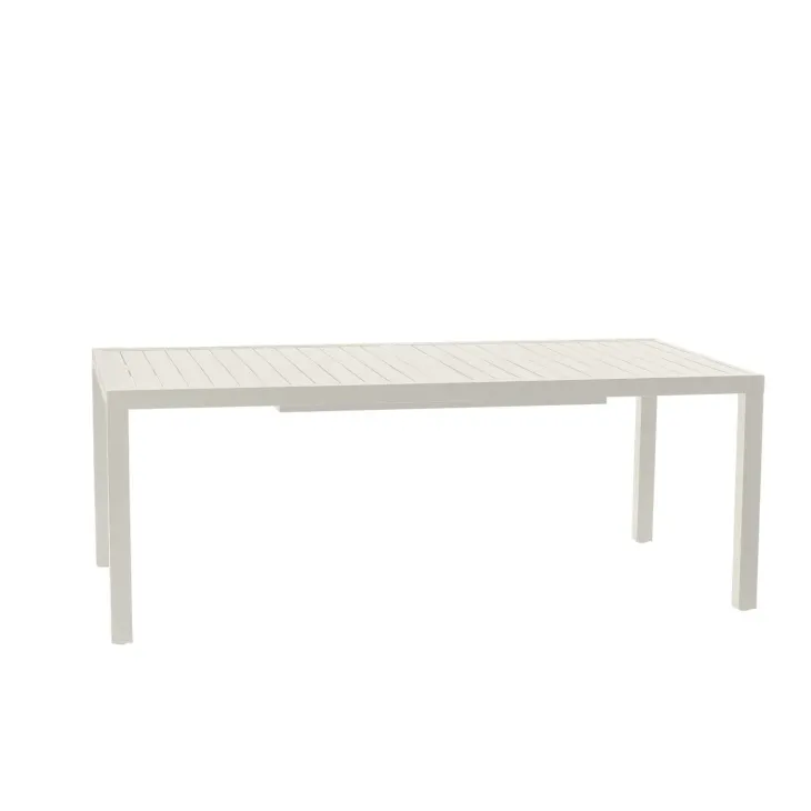 Set tavolo da giardino allungabile 200/300cm bianco + 6 sedie con braccioli quadrati bianco Brezza