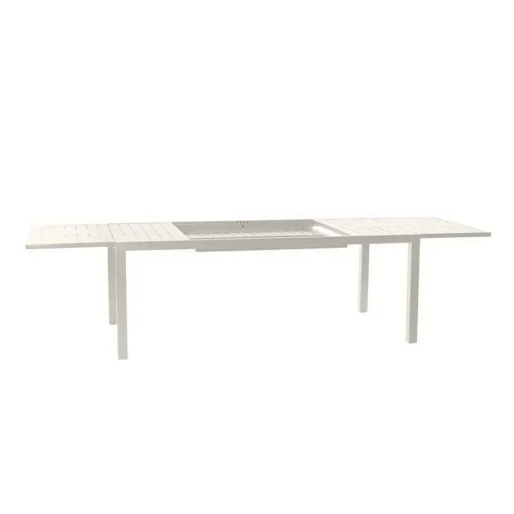 Set tavolo da giardino allungabile 200/300cm bianco + 6 sedie con braccioli quadrati bianco Brezza