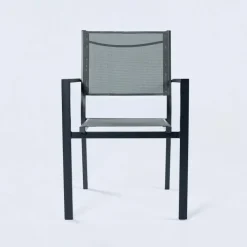 Set tavolo da giardino allungabile 200/300cm antracite + 6 sedie con braccioli quadrati antracite Brezza