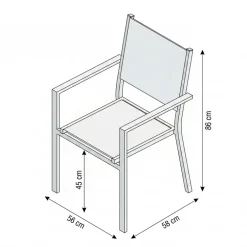 Set tavolo da giardino allungabile 160/240cm antracite + 4 sedie con braccioli quadrati antracite Brezza