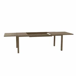 Set tavolo da giardino allungabile 200/300cm tortora + 4 sedie con braccioli quadrati tortora Brezza
