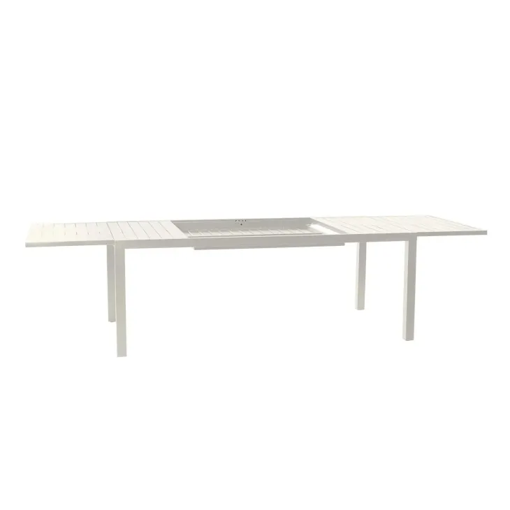 Set tavolo da giardino allungabile 200/300cm bianco + 4 sedie con braccioli tondi bianco Brezza