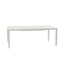 Set tavolo da giardino allungabile 200/300cm bianco + 4 sedie con braccioli tondi bianco Brezza
