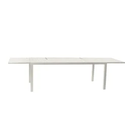 Set tavolo da giardino allungabile 200/300cm bianco + 4 sedie con braccioli tondi bianco Brezza