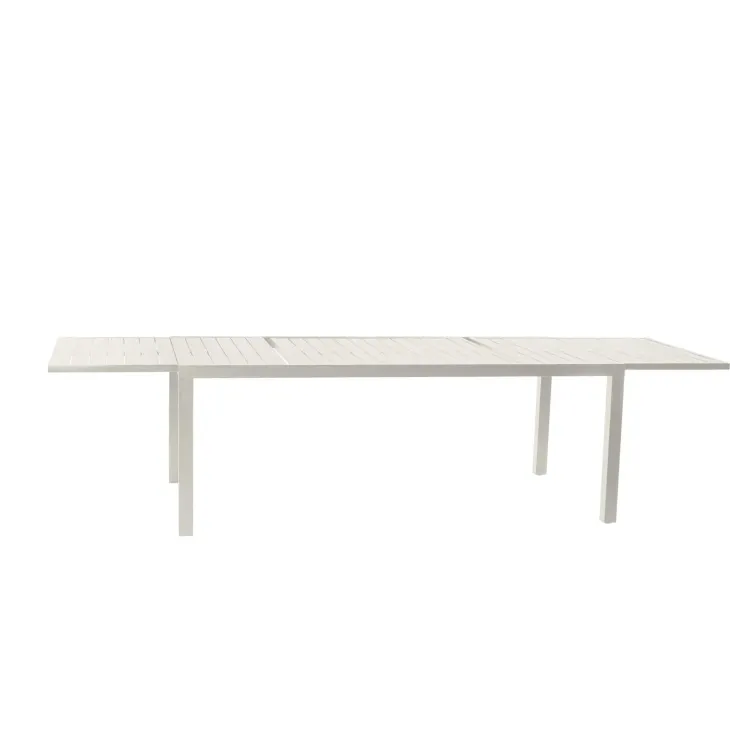 Set tavolo da giardino allungabile 200/300cm bianco + 4 sedie con braccioli tondi bianco Brezza