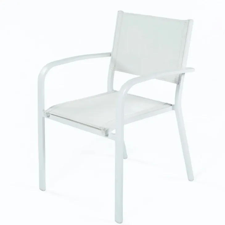 Set tavolo da giardino allungabile 200/300cm bianco + 4 sedie con braccioli tondi bianco Brezza