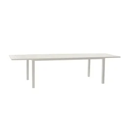 Set tavolo da giardino allungabile 200/300cm bianco + 4 sedie con braccioli quadrati bianco Brezza