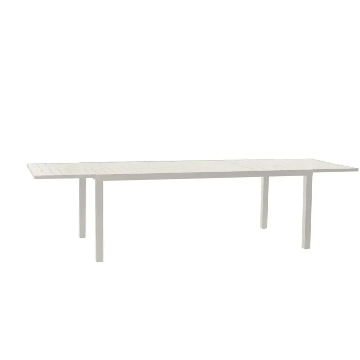 Set tavolo da giardino allungabile 200/300cm bianco + 4 sedie con braccioli quadrati bianco Brezza