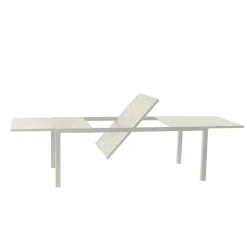 Set tavolo da giardino allungabile 200/300cm bianco + 4 sedie con braccioli quadrati bianco Brezza
