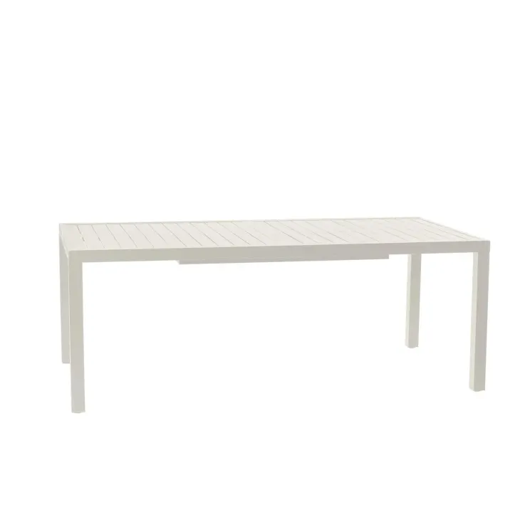 Set tavolo da giardino allungabile 200/300cm bianco + 4 sedie con braccioli quadrati bianco Brezza