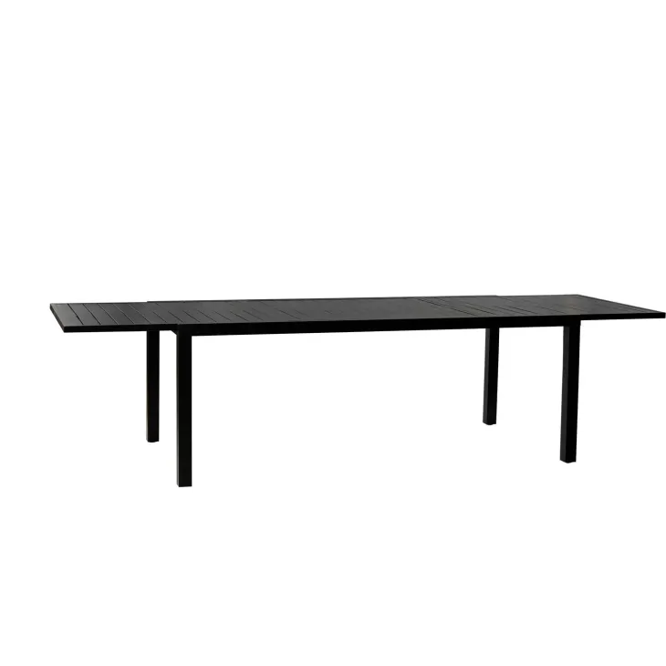 Set tavolo da giardino allungabile 200/300cm antracite + 4 sedie con braccioli quadrati antracite Brezza