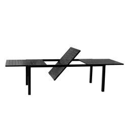 Set tavolo da giardino allungabile 200/300cm antracite + 4 sedie con braccioli quadrati antracite Brezza