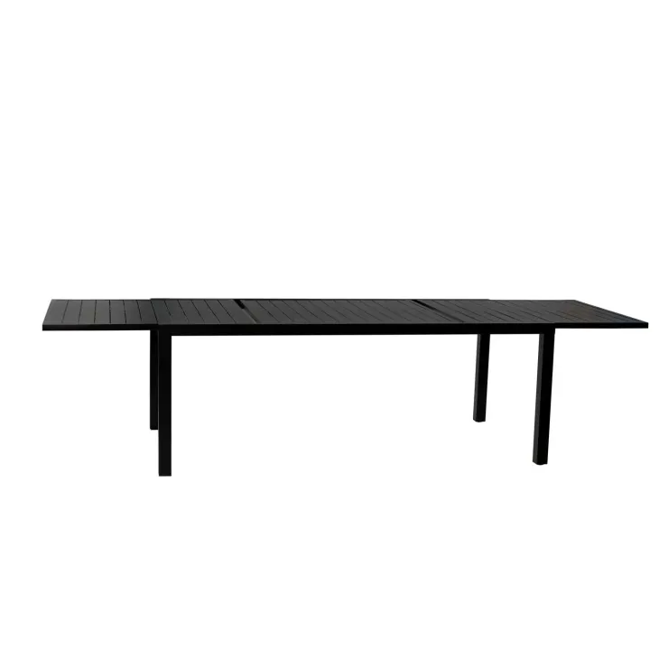 Set tavolo da giardino allungabile 200/300cm antracite + 4 sedie con braccioli quadrati antracite Brezza