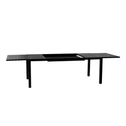 Set tavolo da giardino allungabile 200/300cm antracite + 4 sedie con braccioli quadrati antracite Brezza
