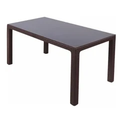 Set tavolo da giardino esterno bar dehors 150x90cm + 6 sedie con braccioli effetto rattan marrone Bora