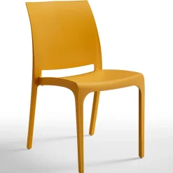 Set tavolo da giardino esterno dehors 150x90 cm antracite + 4 sedie giallo senape Coral
