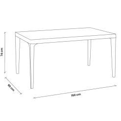 Set tavolo da giardino esterno dehors 150x90 cm antracite + 4 sedie giallo senape Coral