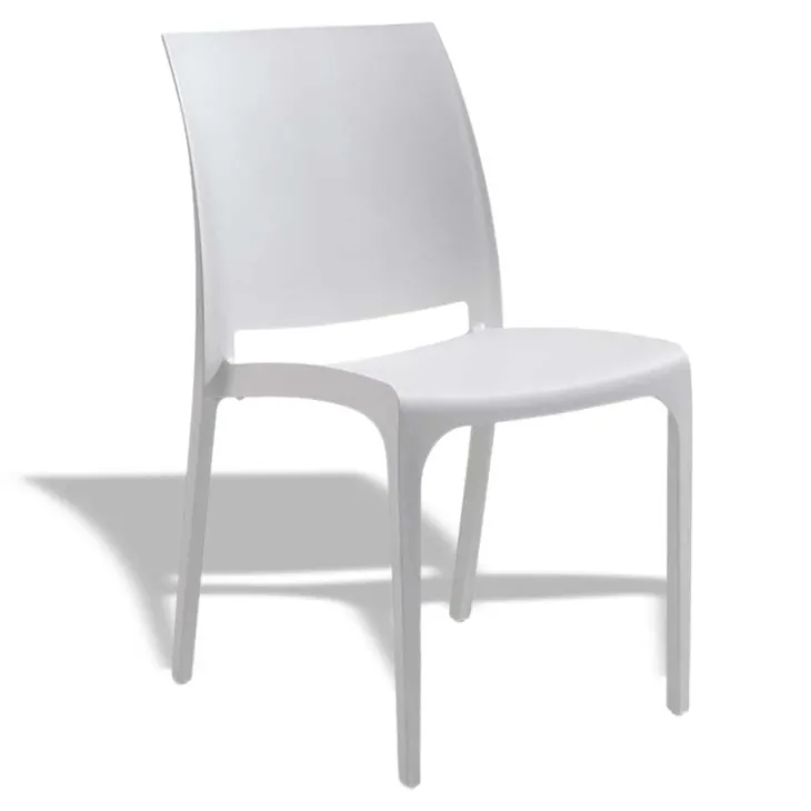 Set tavolo da giardino esterno dehors 150x90 cm antracite + 4 sedie bianco Coral