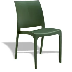 Set tavolo da giardino esterno dehors con vetro 150x90 cm bianco + 6 sedie verde Ivy