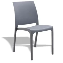 Set tavolo da giardino esterno dehors con vetro 150x90 cm bianco + 6 sedie grigio Ivy