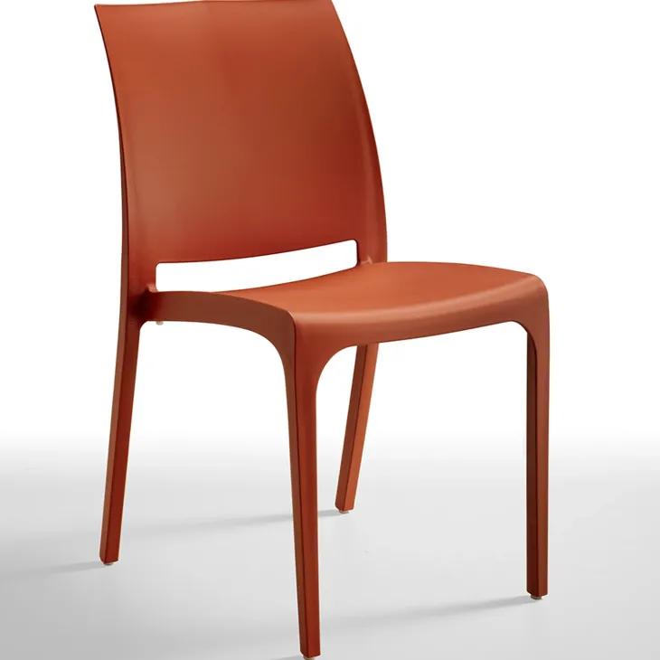 Set tavolo da giardino esterno dehors con vetro 150x90 cm bianco + 6 sedie rosso mattone Ivy