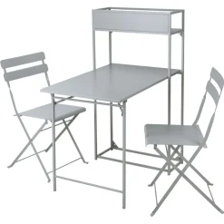 Set tavolo da giardino 2 sedie con fioriera grigio Marin