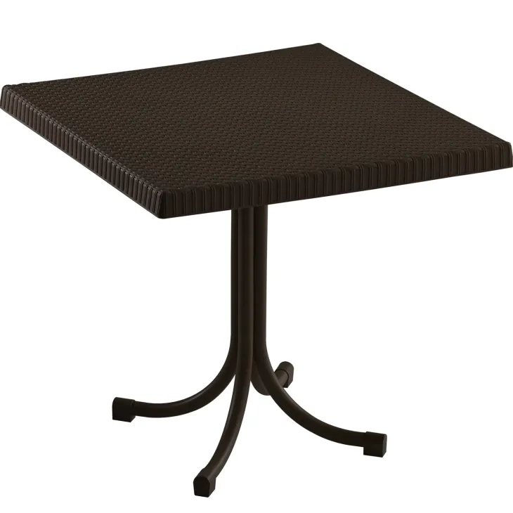Set tavolo 80x80cm + 2 sedie da giardino polipropilene marrone Blossom