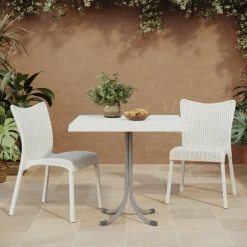 Set tavolo 80x80cm + 2 sedie da giardino polipropilene bianco Blossom