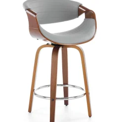 Sgabello alto da bar in ecopelle moderno noce grigio Ruby