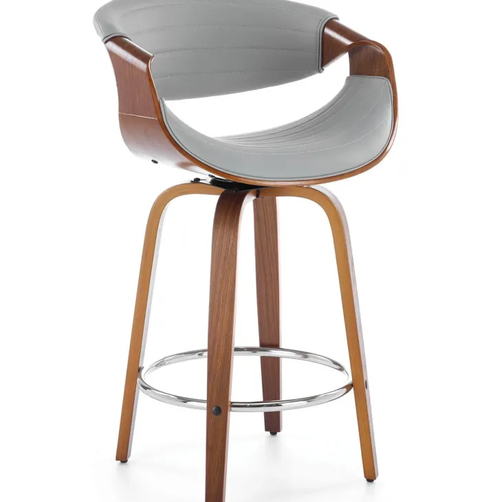 Sgabello alto da bar in ecopelle moderno noce grigio Ruby