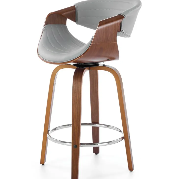 Sgabello alto da bar in ecopelle moderno noce grigio Ruby