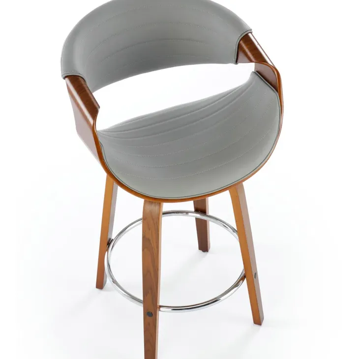 Sgabello alto da bar in ecopelle moderno noce grigio Ruby