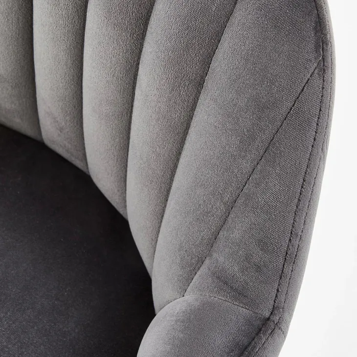 Sgabello alto imbottito stile scandinavo in velluto grigio rovere Nate