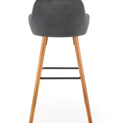 Sgabello alto imbottito stile scandinavo in velluto grigio rovere Nate