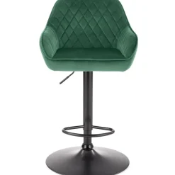 Sgabello alto regolabile con braccioli in velluto verde nero Arsel