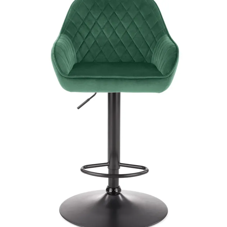 Sgabello alto regolabile con braccioli in velluto verde nero Arsel