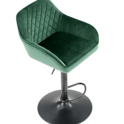 Sgabello alto regolabile con braccioli in velluto verde nero Arsel