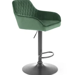 Sgabello alto regolabile con braccioli in velluto verde nero Arsel