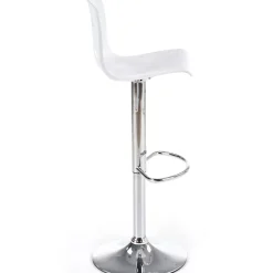 Sgabello alto regolabile design moderno bianco acciaio cromato Oliver