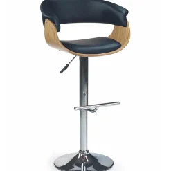 Sgabello alto regolabile in ecopelle nero rovere Lucy