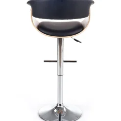 Sgabello alto regolabile in ecopelle nero rovere Lucy