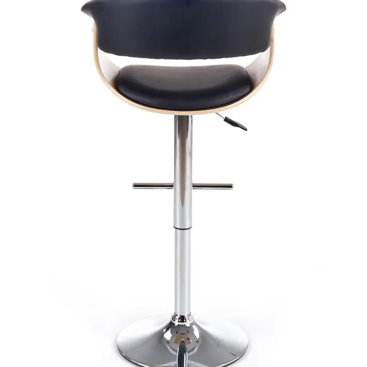 Sgabello alto regolabile in ecopelle nero rovere Lucy