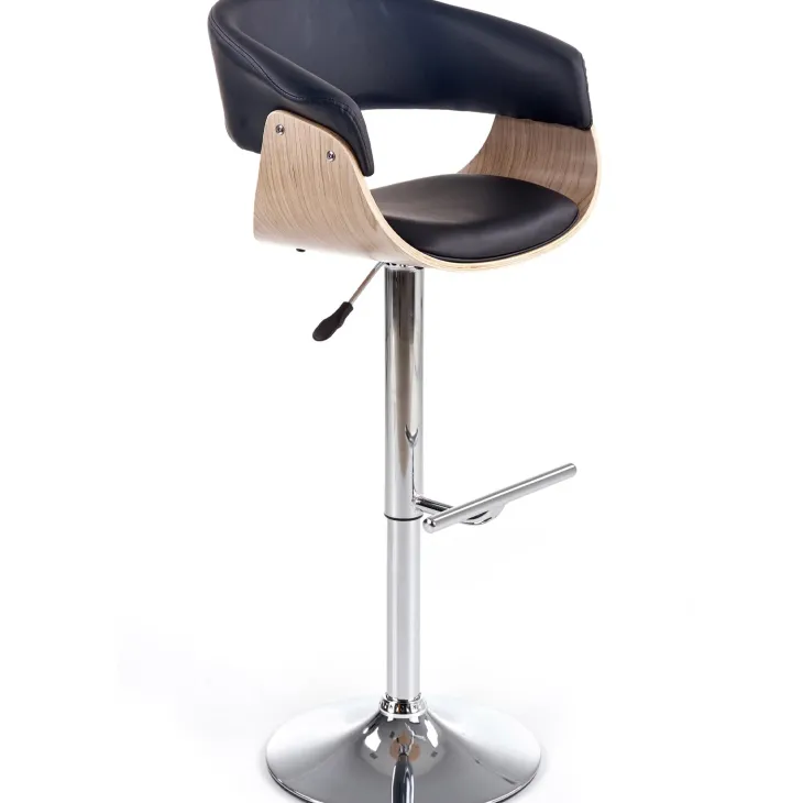 Sgabello alto regolabile in ecopelle nero rovere Lucy