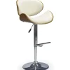 Sgabello alto regolabile in ecopelle rovere bianco panna Maggie