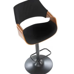 Sgabello alto regolabile in velluto nero rovere Wiston