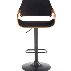 Sgabello alto regolabile in velluto nero rovere Wiston