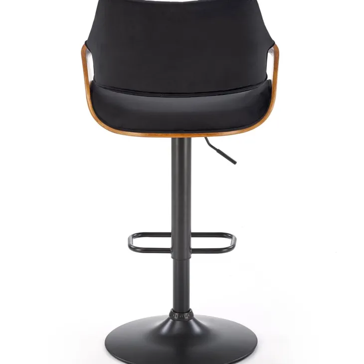 Sgabello alto regolabile in velluto nero rovere Wiston