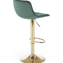 Sgabello alto regolabile in velluto moderno verde scuro oro Marisol