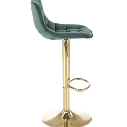 Sgabello alto regolabile in velluto moderno verde scuro oro Marisol